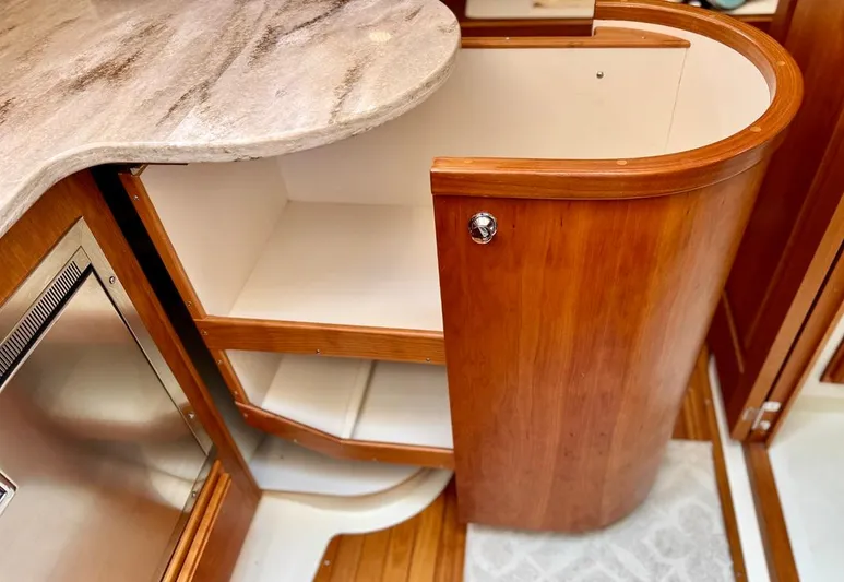 Linda Lou Yacht Photos Pics Wooden cabinet with curved door in 2018 Legacy 36 interior.