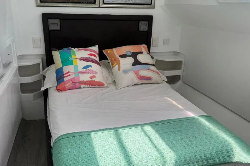 Pilar X Yacht Photos Pics Modern bedroom in Leeuwin 55 motorhome, 2024 model.