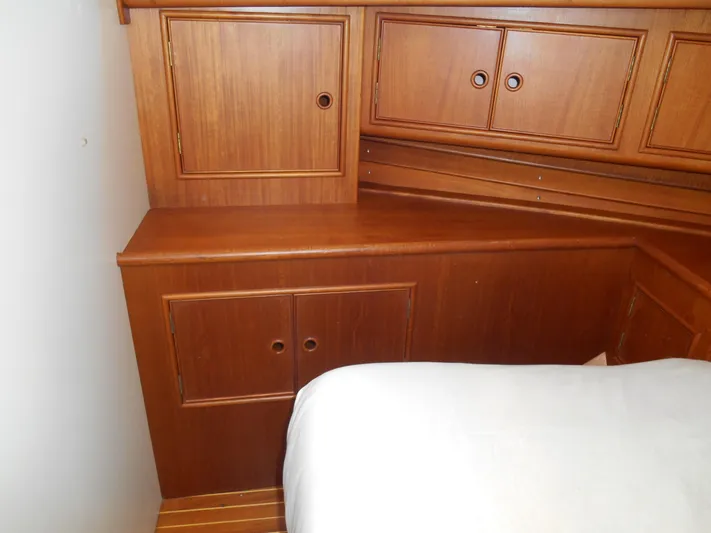Balmy Yacht Photos Pics Wooden cabinetry in 1999 Grand Banks 38 Eastbay EX boat interior.