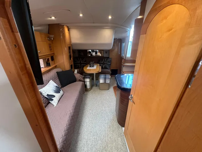  Yacht Photos Pics Interior of 2009 Four Winns 378 Vista yacht with cozy seating and modern decor.