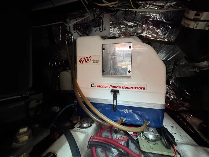 C'est La Vie Yacht Photos Pics Fischer Panda generator inside 2010 Bruckmann Bluestar 29.9 boat engine compartment.