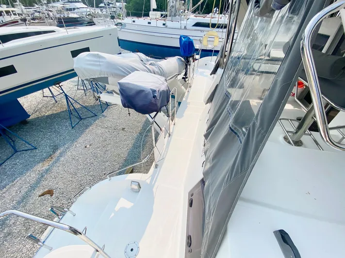 Ronin Yacht Photos Pics 2016 Celtic Yachts 40 on dry dock, showcasing deck and covered equipment.