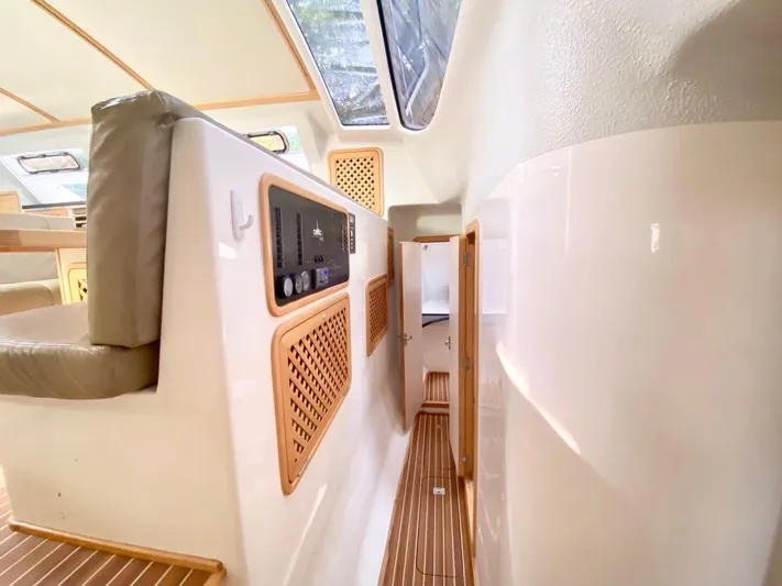 Ronin Yacht Photos Pics Interior of 2016 Celtic Yachts 40, featuring sleek design and wooden accents.