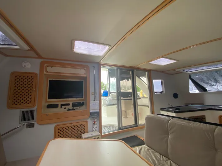 Ronin Yacht Photos Pics Interior of 2016 Celtic Yachts 40, featuring cozy seating and modern amenities.