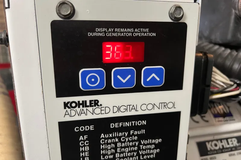 Belle Journee Yacht Photos Pics Kohler advanced digital control panel displaying "363" on a 2008 Four Winns V378.