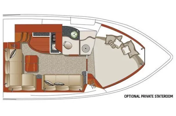 Belle Journee Yacht Photos Pics 2008 Four Winns V378 boat layout with optional private stateroom and seating area.