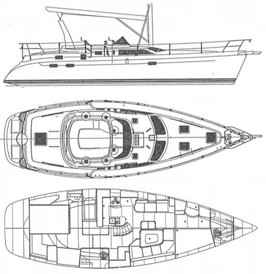'mystic Cay' Yacht Photos Pics 2002 Hunter 450 Passage - Vessel Layout
