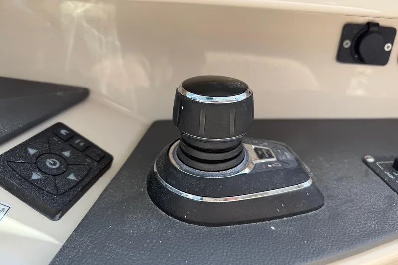  Yacht Photos Pics Joystick control on 2022 Boston Whaler 320 Vantage boat dashboard.