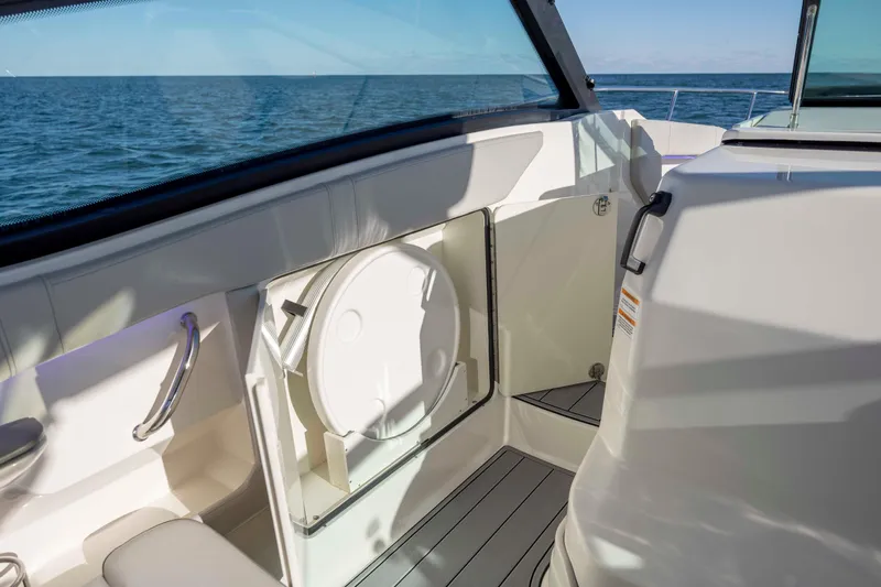  Yacht Photos Pics 2020 Sea Ray Sundancer 320 Outboard interior with ocean view, featuring sleek design and modern amenities.