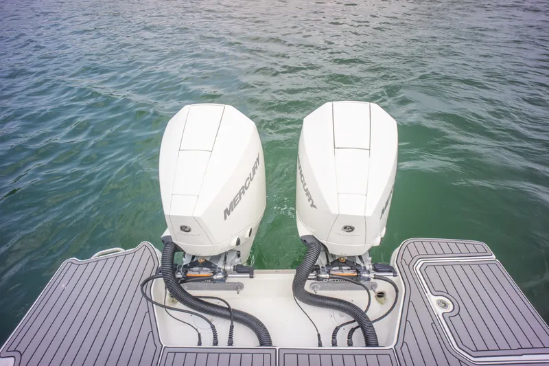  Yacht Photos Pics 2022 Sea Ray SDX 290 Outboard with twin Mercury engines on water.