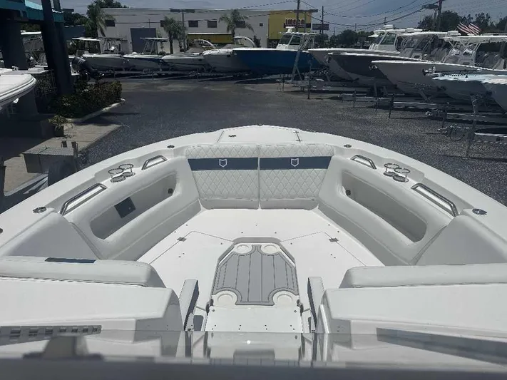 Black Label Marine Yacht Photos Pics 2026 Sea Fox 288 Traveler boat interior with spacious seating and modern design.