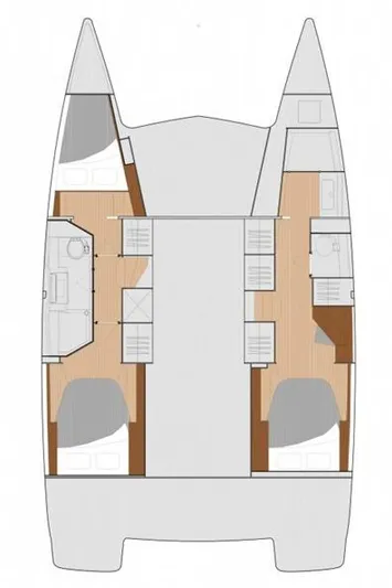 Scarlet Ibis Yacht Photos Pics 2023 Fountaine Pajot Isla 40 catamaran floor plan, showcasing interior layout and cabin arrangement.