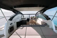 2016 Princess V48 Open yacht interior with modern seating and sleek design.