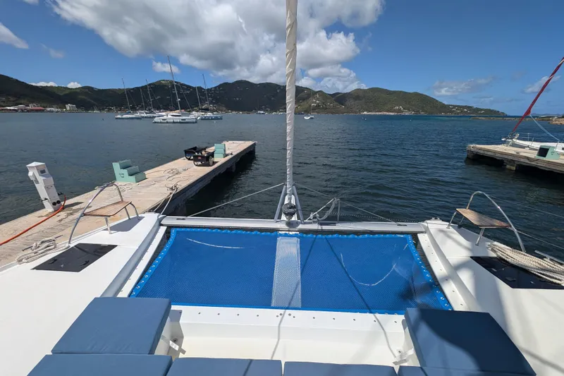 Love A Fayre Yacht Photos Pics Fountaine Pajot Astrea 42 catamaran docked at scenic marina, 2020 model.
