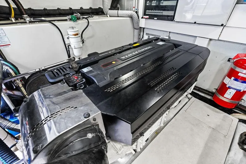  Yacht Photos Pics Engine room of 2018 Galeon 640 Fly yacht with Volvo Penta engine.