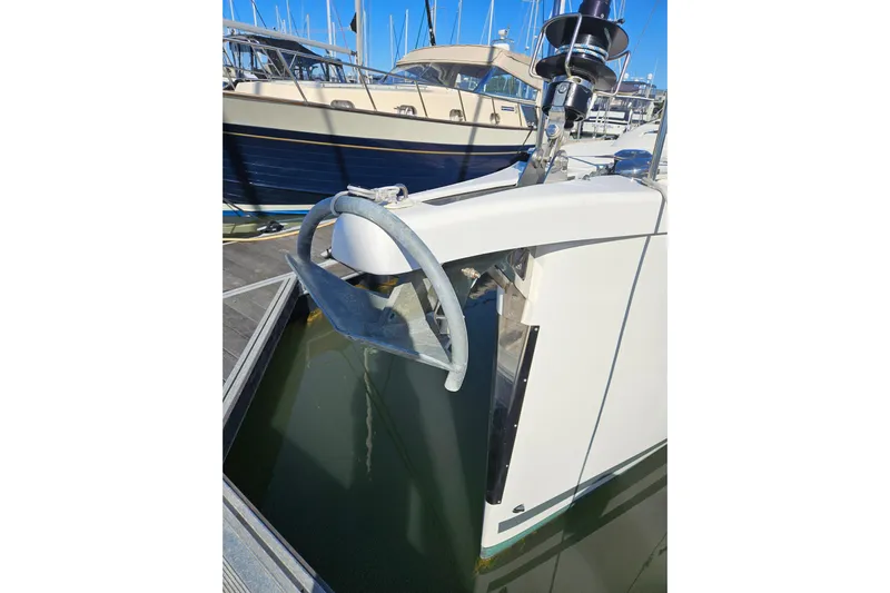 Send Me Yacht Photos Pics Dufour 460 Grand Large 2018 yacht anchor detail at marina dock.