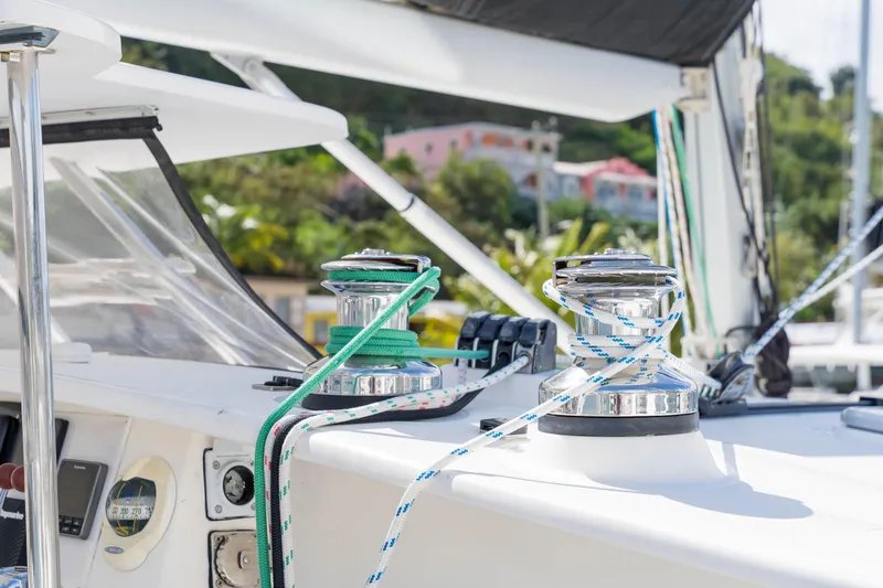 Osprey Yacht Photos Pics Sailing yacht Voyage 520, 2010 model, featuring winches and ropes on deck.