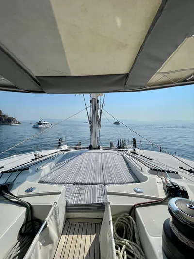  Yacht Photos Pics 2018 Lagoon 620 yacht deck with ocean view and distant boats.