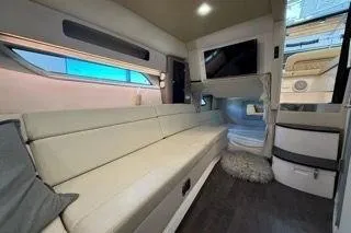 Social Distance Yacht Photos Pics 2019 Regal 35 Sport Coupe interior with modern seating and sleek design.