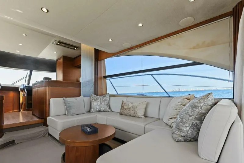 Princess Rose Too Yacht Photos Pics Luxurious interior of 2016 Princess 60 Flybridge yacht with ocean view.