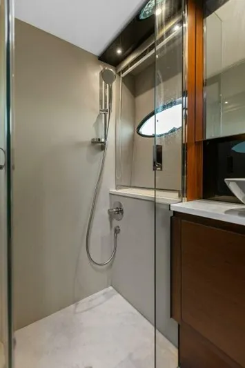 Princess Rose Too Yacht Photos Pics Luxurious bathroom in 2016 Princess 60 Flybridge yacht with modern shower design.
