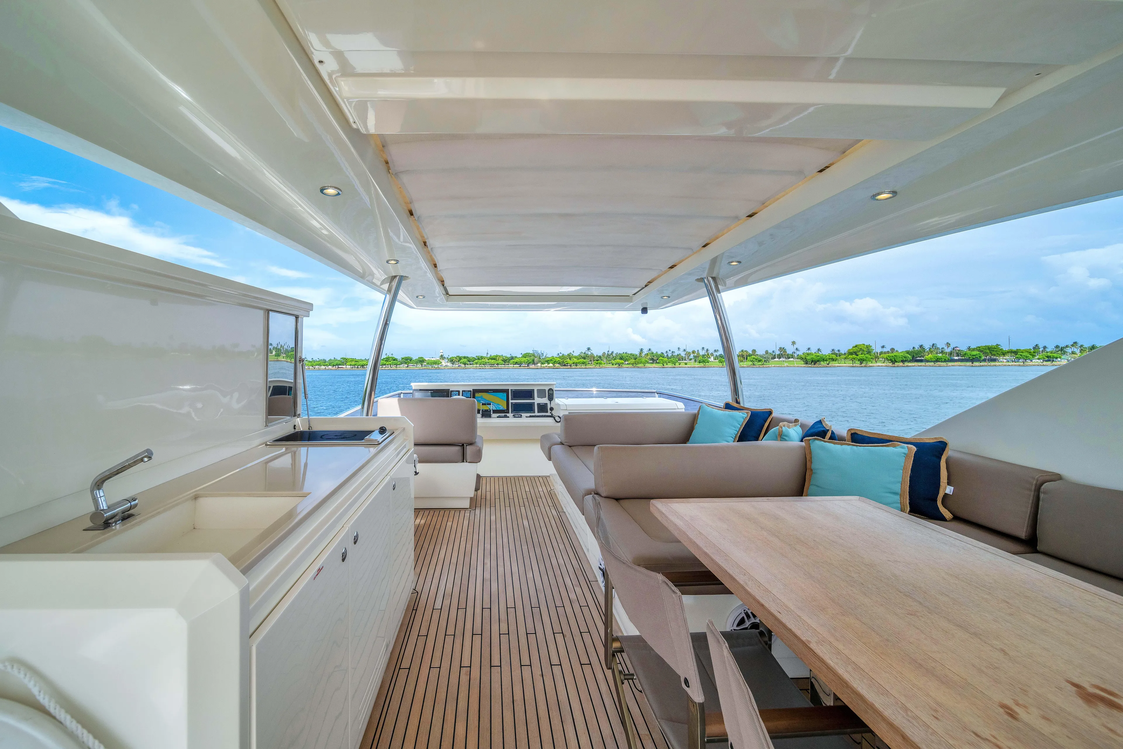 Oceana Yacht Photos Pics Luxurious 2015 Prestige 750 yacht interior with elegant seating and ocean view.