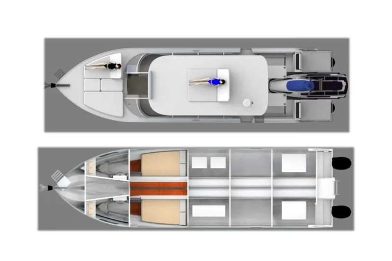  Yacht Photos Pics Top view layout of 2024 YachtCat 41, showcasing deck and interior design.