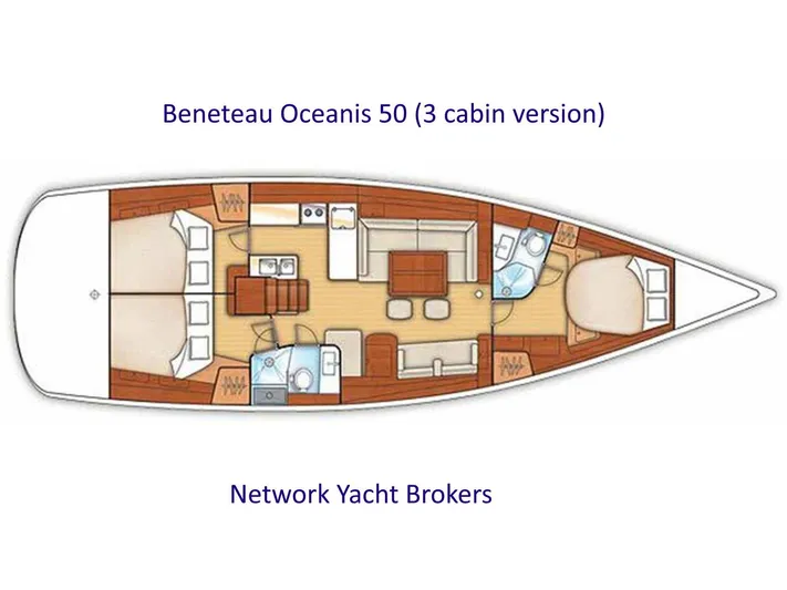  Yacht Photos Pics Layout of Beneteau Oceanis 50, 3-cabin version, year 2007.