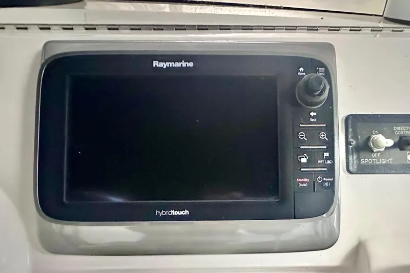 Ohana Yacht Photos Pics Raymarine HybridTouch display on 1999 Mainship 390 Trawler dashboard.