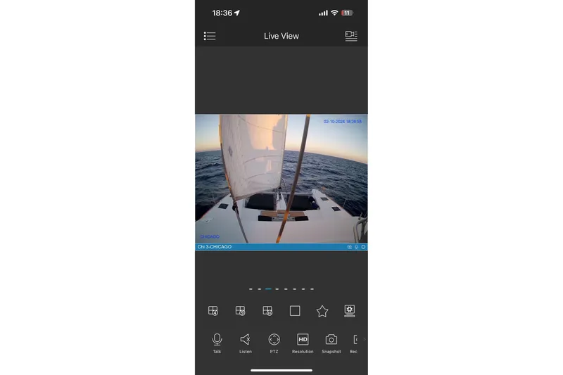 Chicago Yacht Photos Pics Live view from a 2020 Lagoon 52 F sailing on the ocean at sunset.