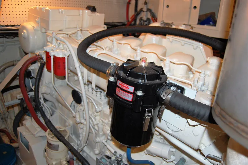 Shackleton Yacht Photos Pics Engine room of 1982 Miller Marine North Sea Trawler, showcasing detailed mechanical components.