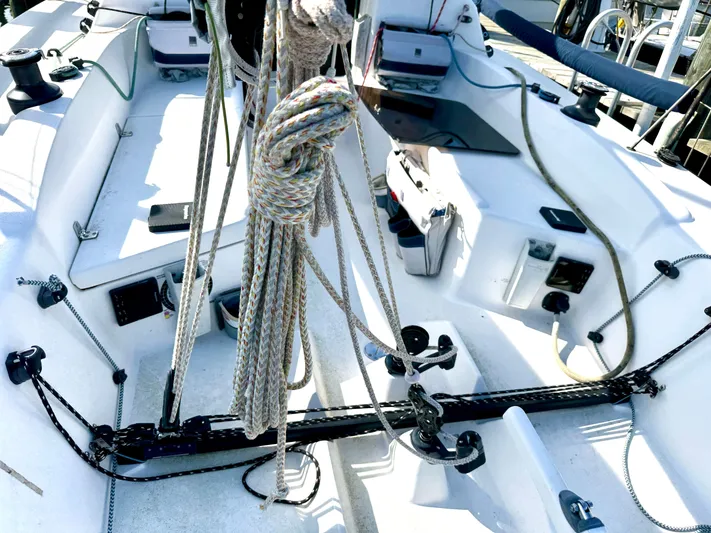 Easy Yacht Photos Pics Cockpit of a 2014 J Boats J/88 with sailing equipment.