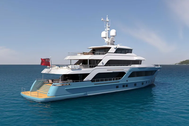 Presence Yacht Photos Pics Luxury yacht Cantiere Delle Marche 130.37, 2026 model, cruising in open sea.