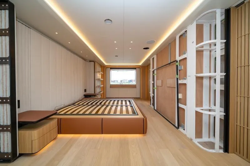 Presence Yacht Photos Pics Luxurious interior of 2026 Cantiere Delle Marche 130.37 yacht with modern design elements.