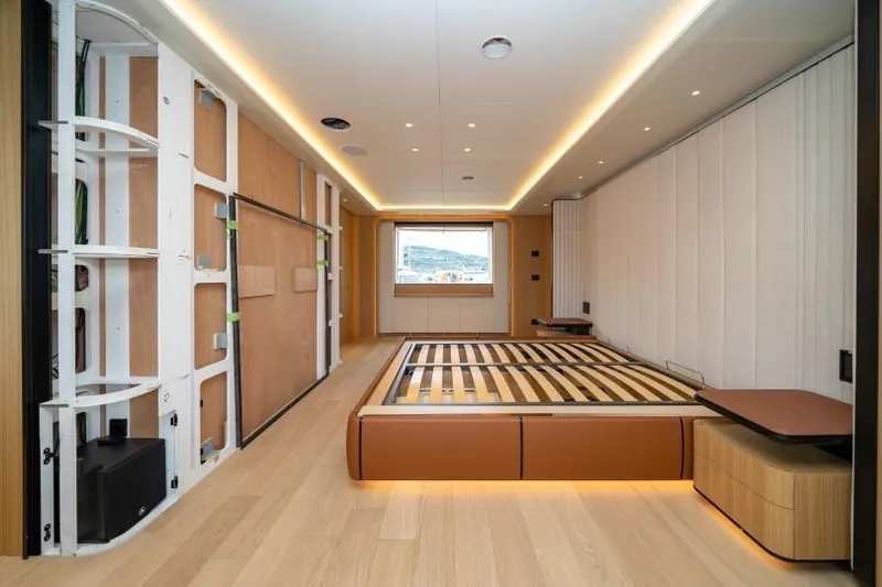 Presence Yacht Photos Pics Luxurious interior of 2026 Cantiere Delle Marche 130.37 yacht with modern design elements.