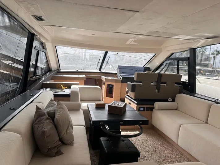 Rialtin Yacht Photos Pics Luxurious interior of 2022 Beneteau Monte Carlo 52 yacht with plush seating and modern design.