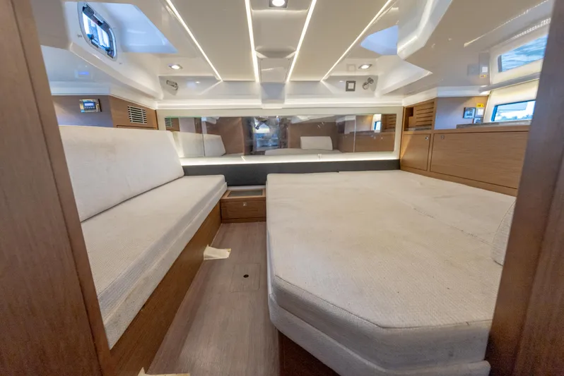  Yacht Photos Pics Interior of 2022 Jeanneau Leader 12.5 WA, featuring spacious cabin with modern design.