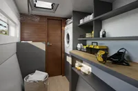 Laundry room in 2026 Nautitech 44 Open yacht, featuring modern appliances and storage.