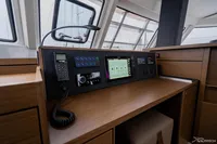 Navigation console of 2026 Nautitech 44 Open catamaran with modern controls and display.