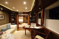 Luxurious interior of 2014 Bilgin Custom 150 yacht with elegant furnishings and ambient lighting.