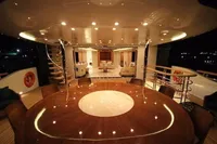 Luxurious Bilgin Custom 150 yacht interior with elegant lighting and spacious seating, 2014 model.