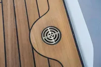 Teak deck with custom drain on Bilgin Custom 150 yacht, 2014 model.