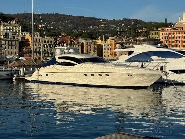  Yacht Photos Pics Luxury 2006 Cantieri di Sarnico 60 yacht docked in scenic marina.