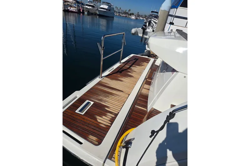  Yacht Photos Pics 2016 Prestige 450S yacht with teak deck at marina.