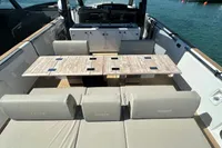 Luxurious 2008 Fjord 40' Open yacht interior with elegant seating and dining area.