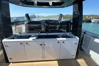Luxury 2008 Fjord 40' Open yacht interior with sleek kitchen area.