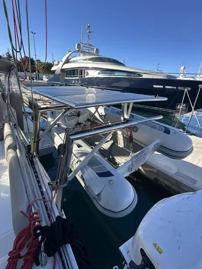 Tranquillity Yacht Photos Pics 2022 Excess 15 yacht docked with inflatable boats and solar panels.