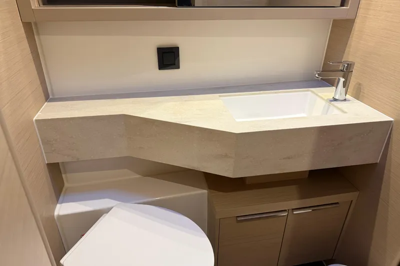  Yacht Photos Pics Modern bathroom sink and vanity in 2022 Lagoon 46 yacht.