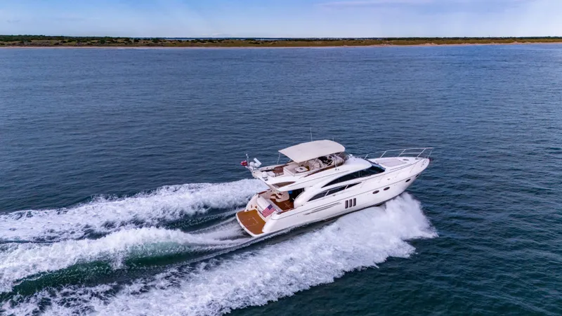Seabreeze Yacht Photos Pics Princess 58 SEABREEZE - Starboard Aerial Running Shot