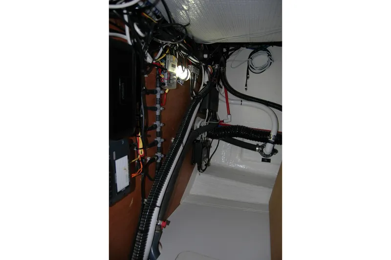 Serendipity Yacht Photos Pics Engine room wiring and components of 2019 Sabre 38 Salon Express yacht.